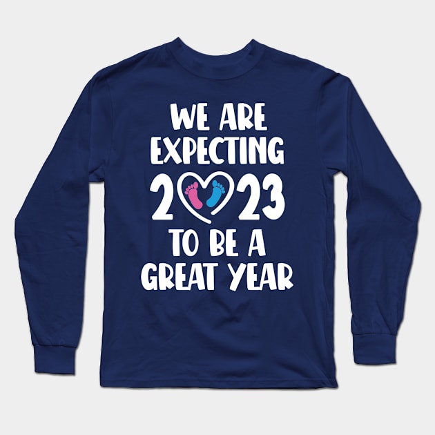 New Baby Announcement Future Mom & Dad, We Are Expecting 2023 to Be a Great Year - Christmas Pregnancy Gift Gender Reveal Party Long Sleeve T-Shirt by EleganceSpace